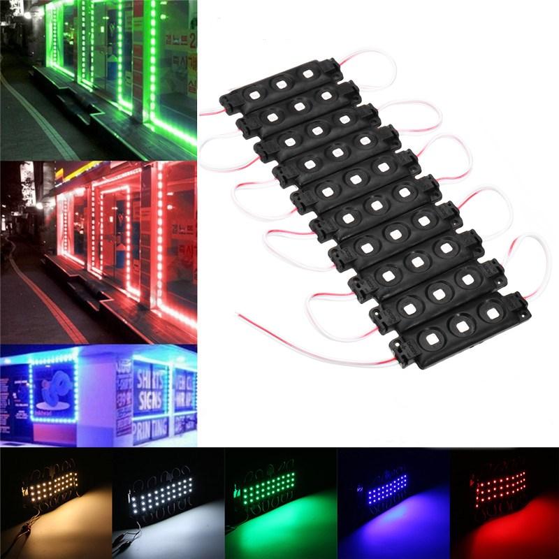 10PCS SMD5050 Waterproof 3LEDs Module Colorful Decorative Strip Light for Home DC12V Green