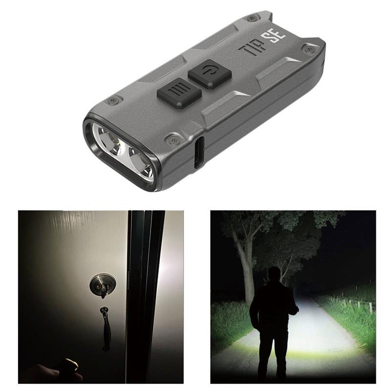 NITECORE TIP SE 700LM P8 Dual Light LED Keychain Flashlight Type-C Rechargeable QC Every Day Carry Mini Torch Black