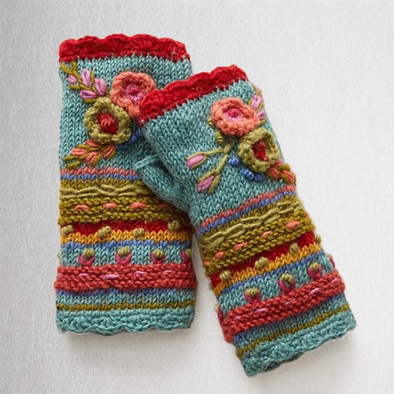 Casual Knit Gloves Handwarmers Women Glove Green