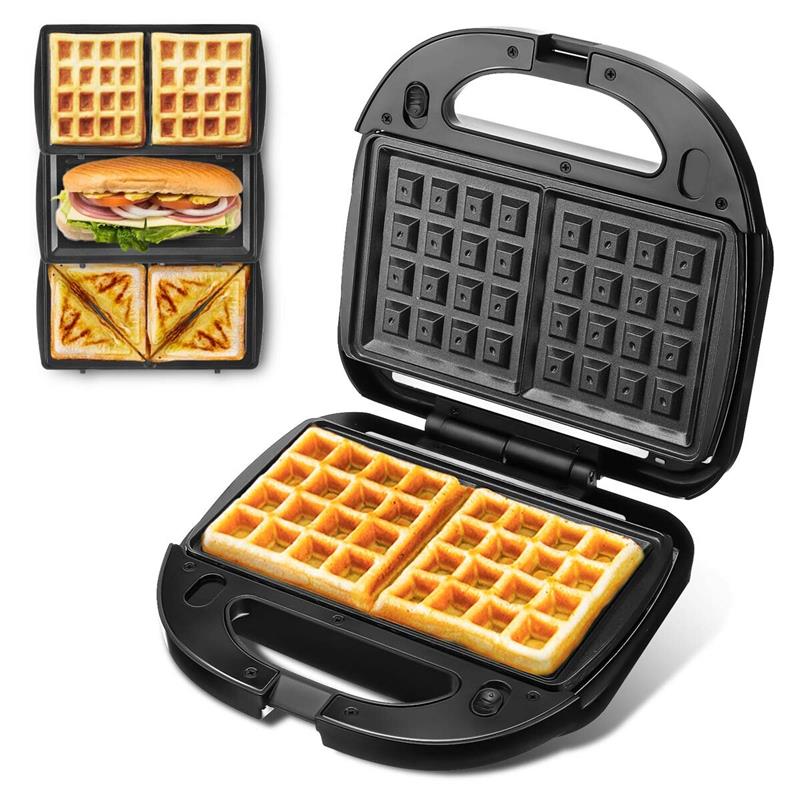 800W Waffle Maker Iron 3 in 1 Sandwich Toaster Toastie Maker Panini Press Grill EU Plug