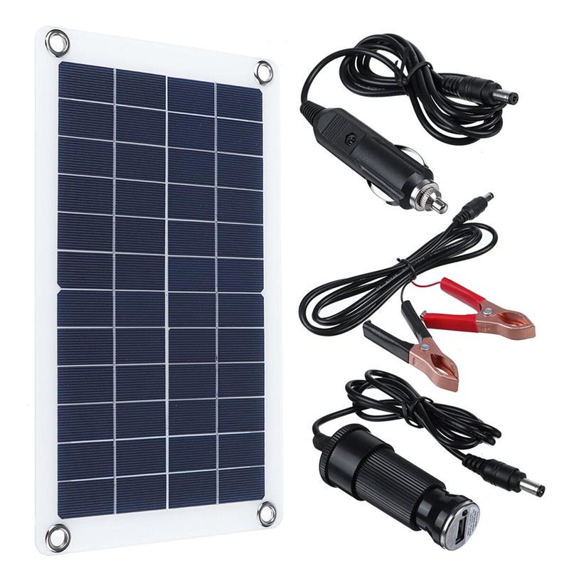 30W 12V Solar Panel Monocrystalline Silicon Battery Charger Kit Trickle Portable For Car Van Boat Caravan Camper