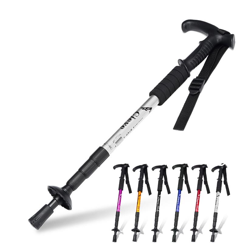 4 Section Trail Poles Stick Anti-slip Ultralight Adjustable Portable Trekking Sticks For Hiking Walking Backpacking Purple