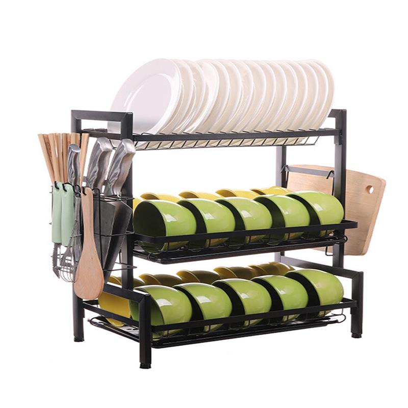 Three-tier Kitchen Multi-function Storage Rack and Dish Rack Storage Cabinet