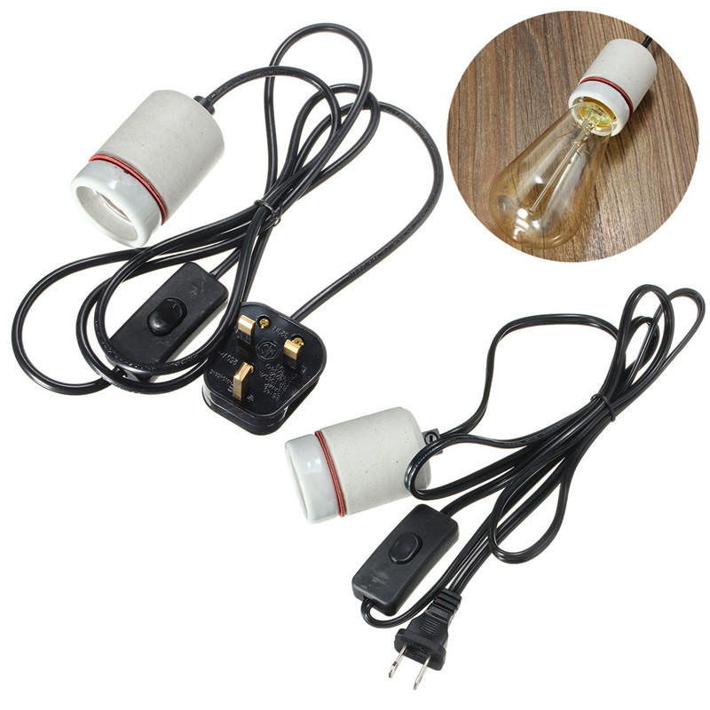 1.8M Reptile Ceramic Emitter Heating Lighting Lamp Bulb Holder Switch US/UK Plug US Plug
