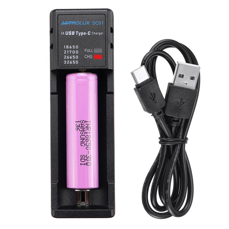 Astrolux SC01 Type-C 2A Quick Charge USB Battery Charger Li-ion/IMR/INR/ICR Charger For 18650 20700 21700 26650 Cell