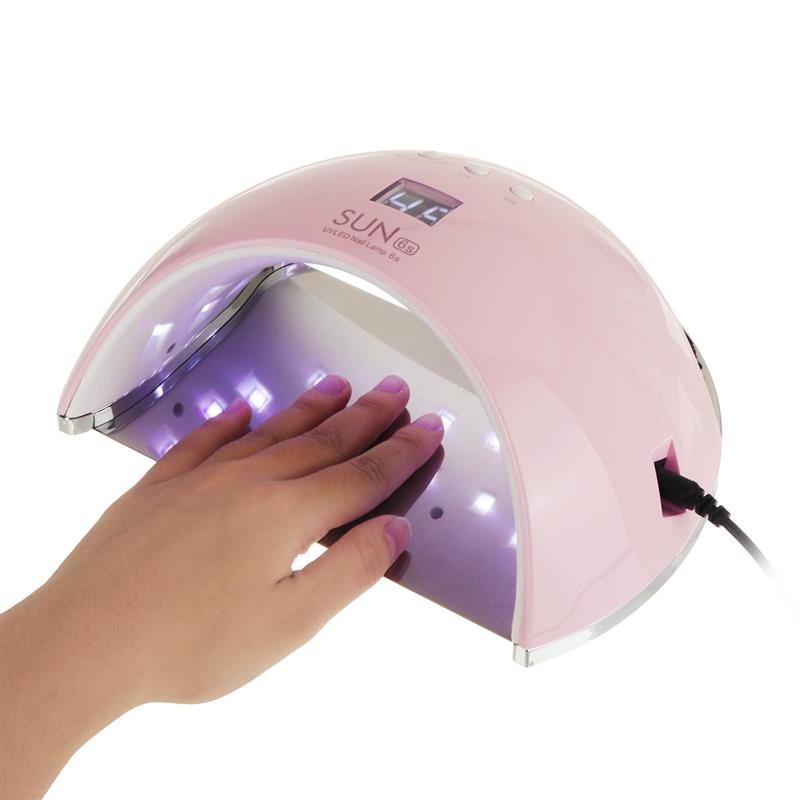 48W SUN6 LED UV Nail Lamp Light Gel Polish Cure Nail Dryer UV Lamp US/EU Plug Pink