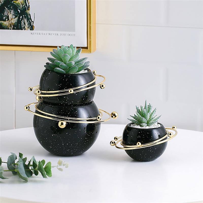 Succulent Flower Pot Star Ring Small Flower Pot Gold-plated Ceramic Flower Pot Candle Container Small