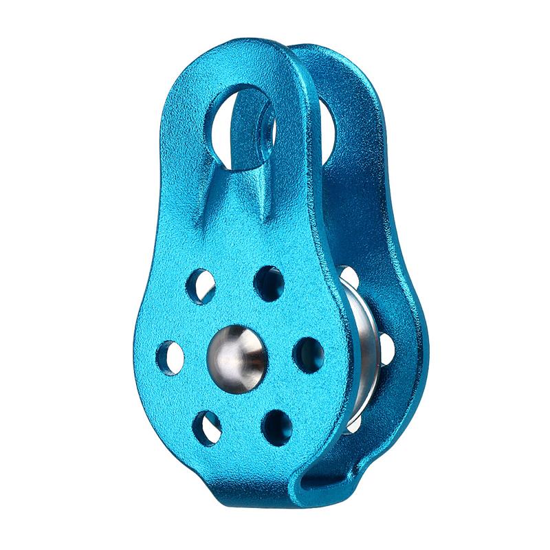 20KN Aluminum Alloy Fixed Rope Climbing Pulley Outdoor Camping Hiking Escape Rescue Tool Blue