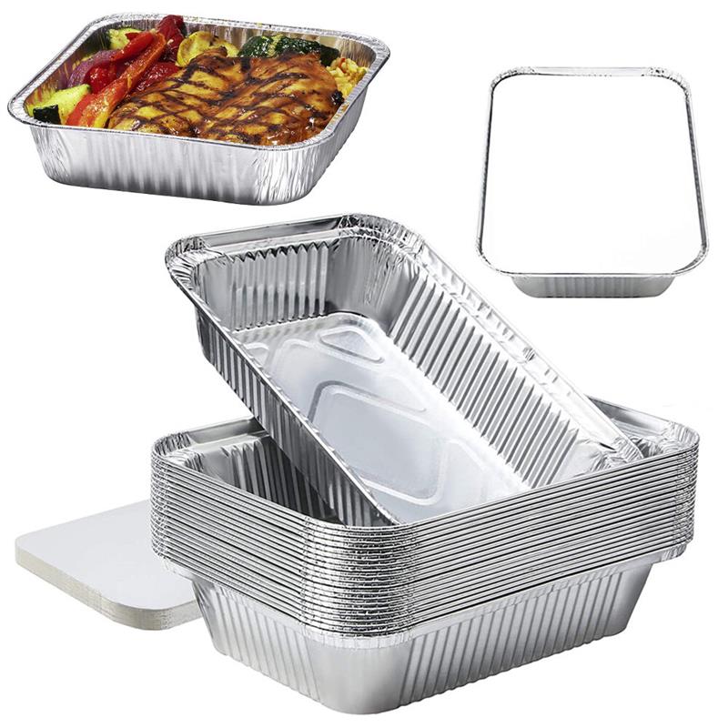 30/50X Foil Aluminum Trays With Lid Disposable Roaster Bake Oven Takeaway 30 PCS