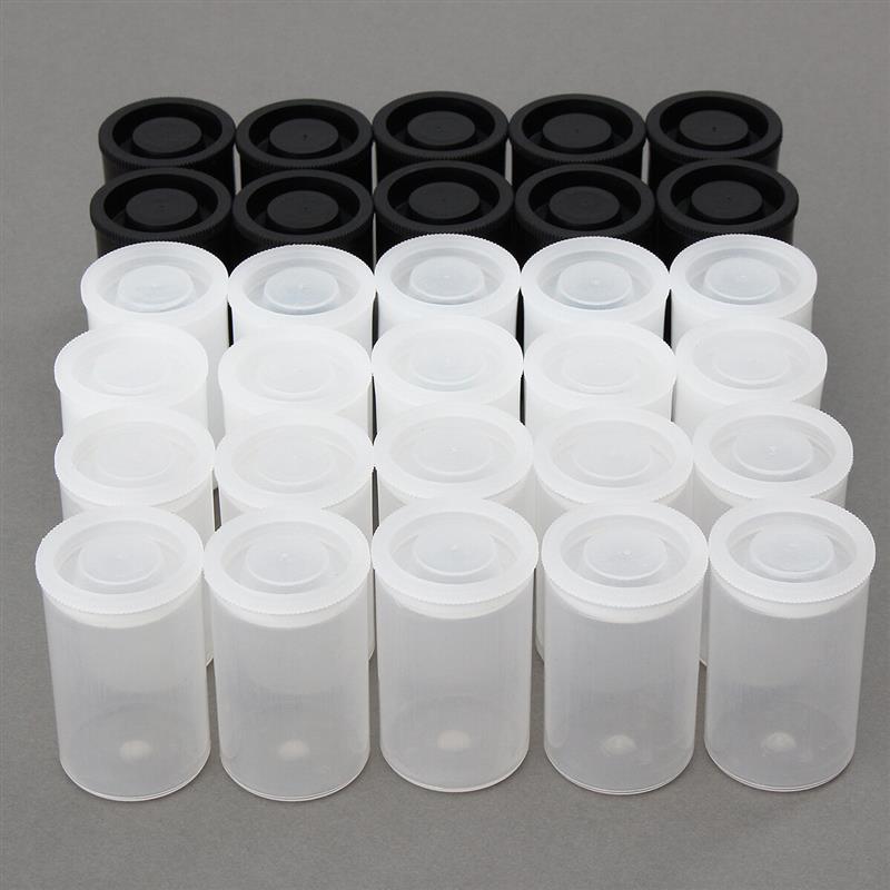 10Pcs Empty Black White Bottle 35mm Film Cans Canisters Containers for Kodak Fuji Black