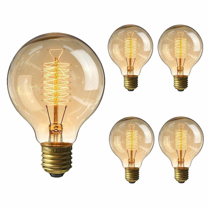4PCS Kingso E26 G80 60W AC110V 64A Warm White Retro Amber Edison Incandescent Light Bulb for Home