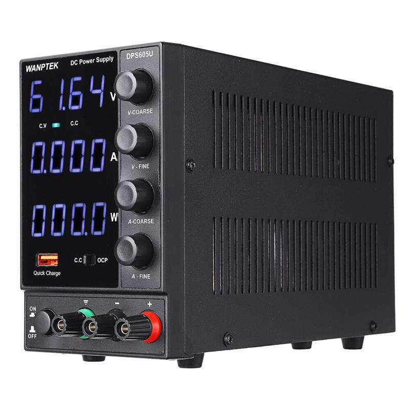 Wanptek DPS605U 110V/220V 4 Digits Display Adjustable DC Power Supply 0-60V 0-5A 300W USB Fast Charging Laboratory Switching Power Supply EU Plug