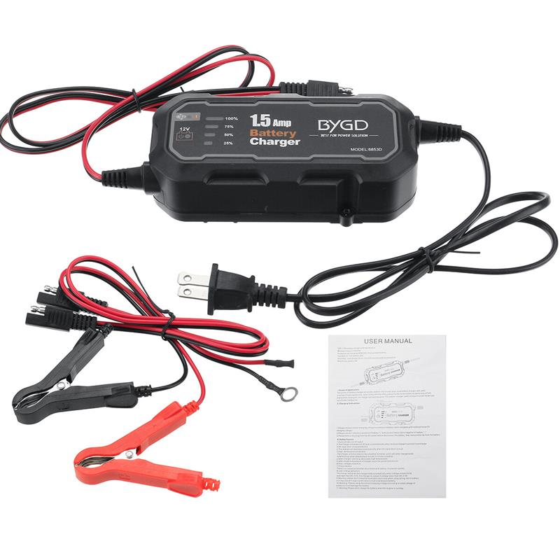 Portable 12V Auto Battery Charger Maintainer For Car Motorcycle Outdoor