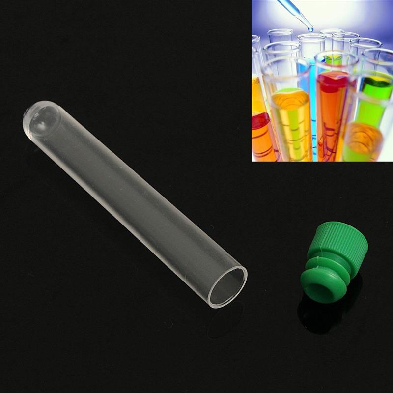 12x75mm Plastic Clear Test Tubes Container With Push Cap Lid for Lab 5ml
