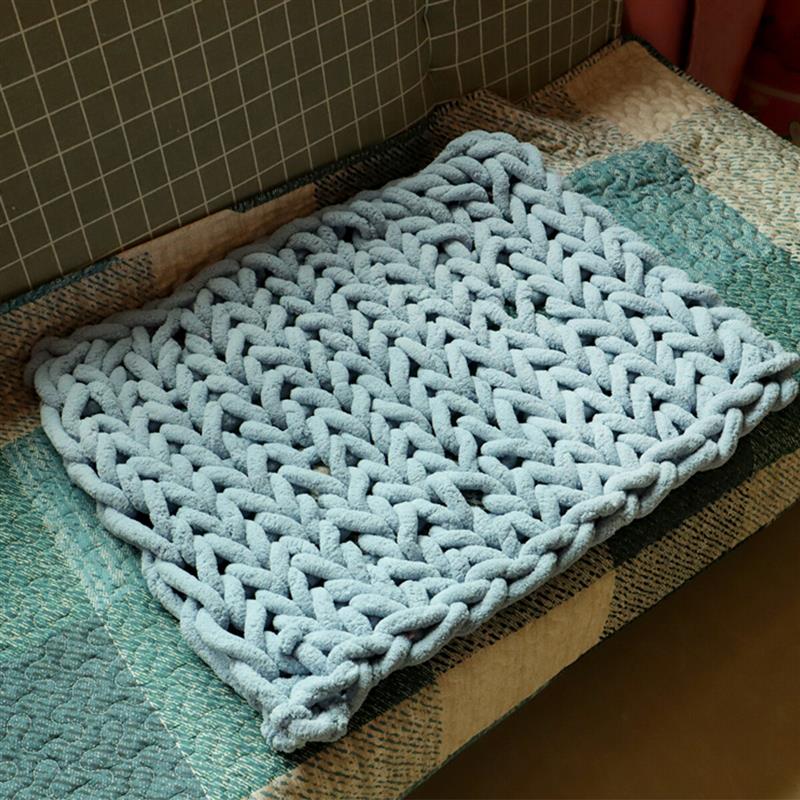 Warm Winter Luxury Handmade Crocheted Bed Knitted Sofa Cover Blankets 5 Colors Thick Thread white
