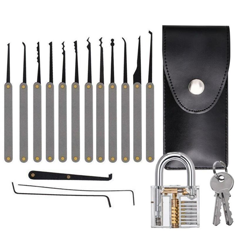 19 Pcs Stainless Steel Lock Set Gift Kits Lock Repair Sets for Door Lock Lock Pick gun