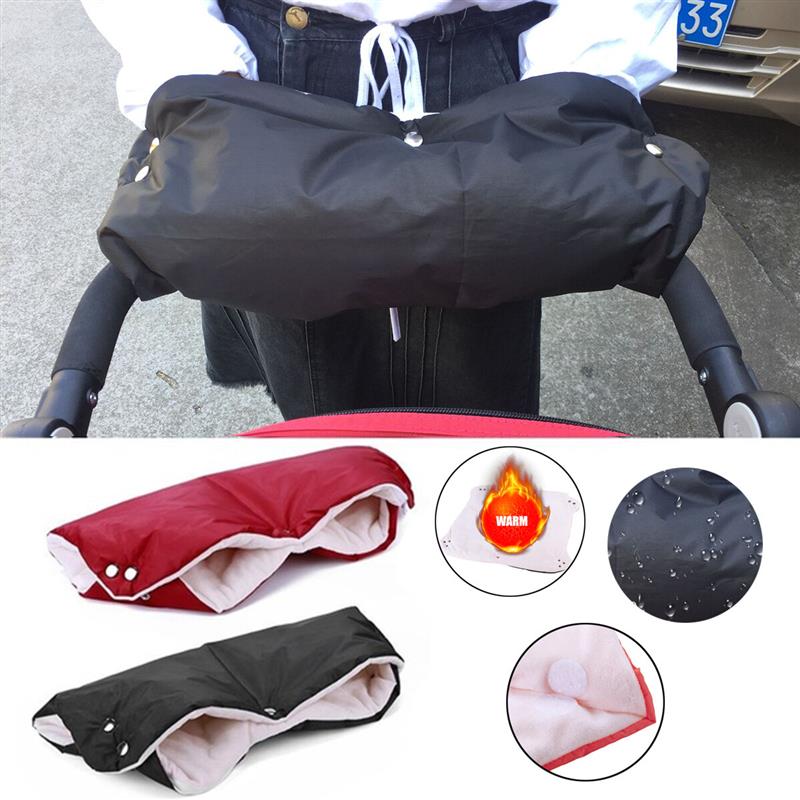 Baby Stroller Waterproof Anti-freeze Gloves Winter Pushchair Warmer Hand Cover Outdoor Hiking Travel Red