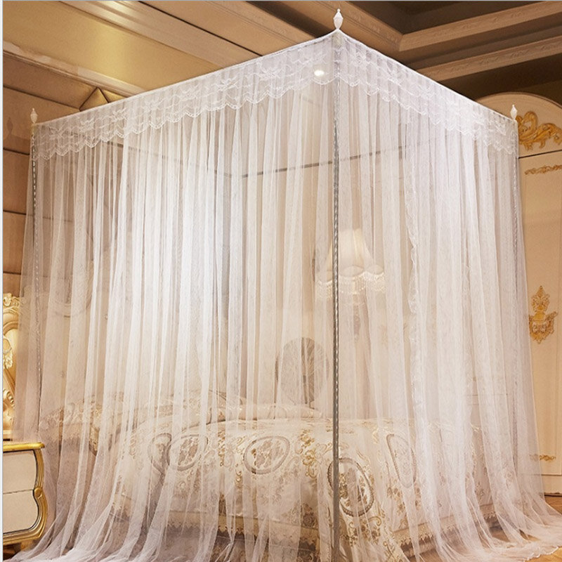 1.8 x 2m Luxury Princess Style Bed Netting Curtain Panel Bedding Canopy Four Corner Mosquito Net Pink