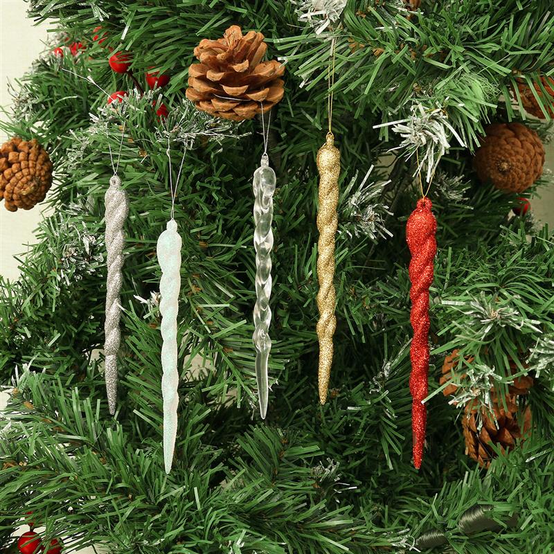 2020 Christmas Tree Ornament Simulation Ice Christmas Tree Hanging Decoration Icicle Prop for DIY New Year Party Xmas Home Decor Transparent