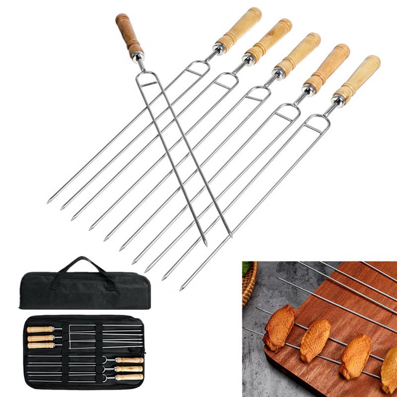 Stainless Steel Roasting Marshmallow Stick Set Extendable Dual Fork Outdoor BBQ for Household Kitchen BBQ Supplies