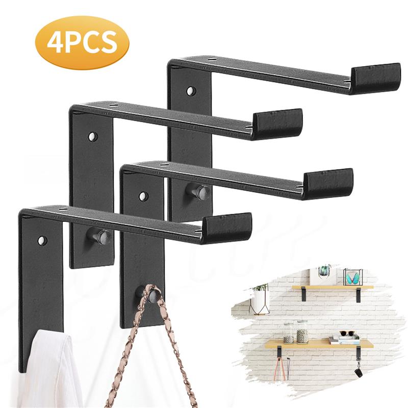 AGSIVO 4PCS/ Set Vintage with Hook Wall Mounted Floating Hanging Shelf Board Support Holder 1