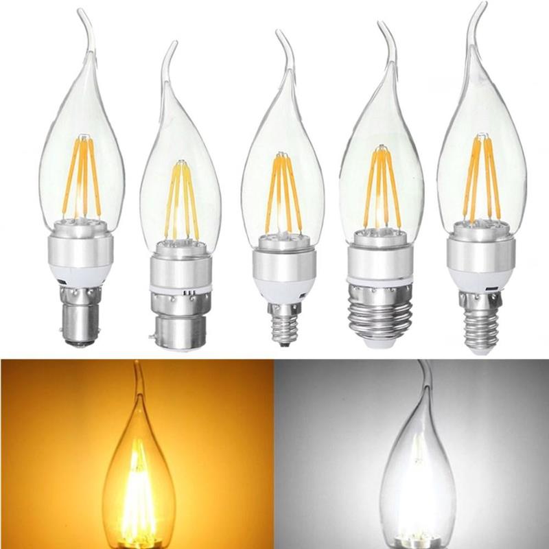 E27 E14 E12 B22 B15 4W Silver Pull Tail Incandescent Light Lamp Bulb Non-Dimmable 110V Warm White B15