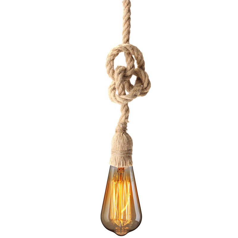 E27 1M Single Head Industrial Pendant  Retro Vintage Edison Rope Ceiling Lamp Holder