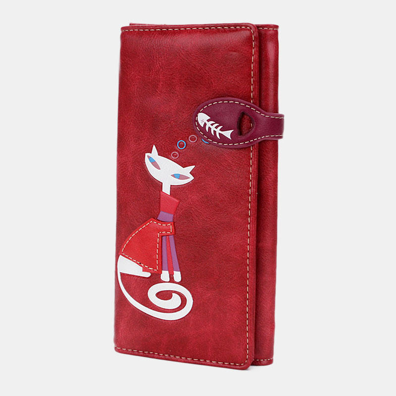Women Crossbody Bag Cat Pattern Handbag Wallet Red