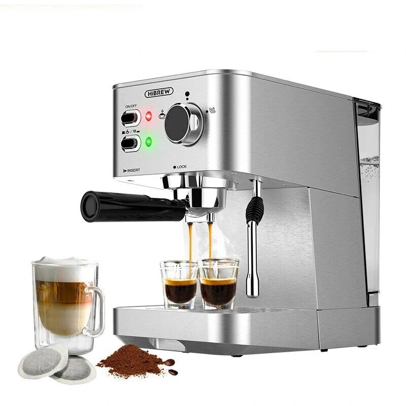 HiBREW H10 Powder/Pod dual-use Coffee Espresso Maker 20Bar Espresso Coffee Machine Inox Case Semi Automatic – EU