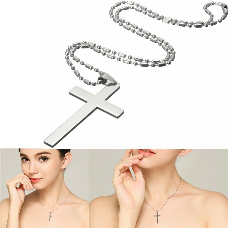 20” Stainless Steel Chain Cross Silver Pendant Necklace Jewelry Christmas Gift