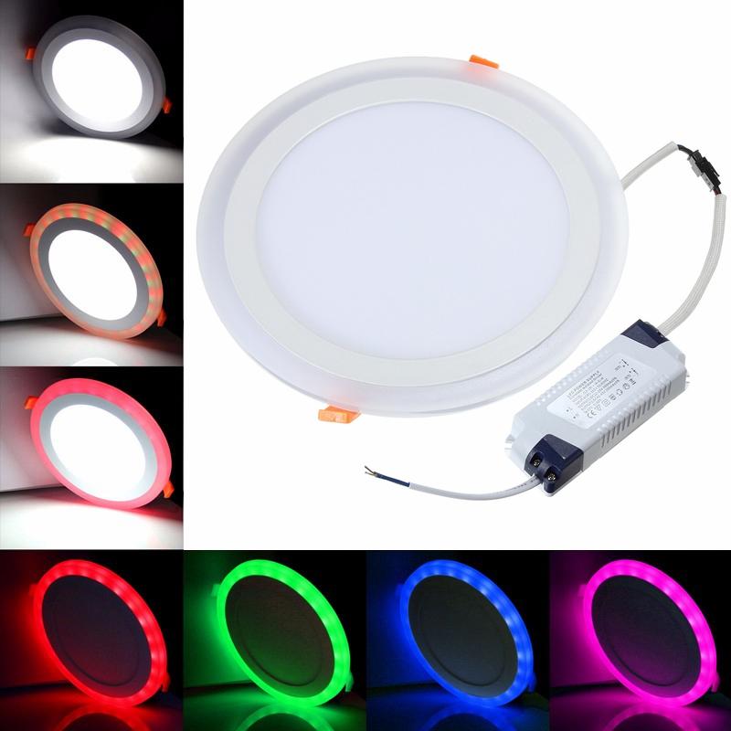 18W RGB Dual Color LED Recessed Ceiling Round Panel Down Light Lamp AC85-265V D