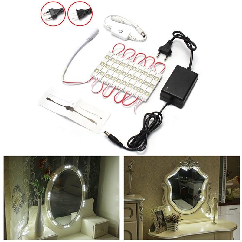 6W SMD5630 Dimmable Waterproof White 30 LED Module Strip Light Cabinet Mirror Lamp Kit AC110-240V EU Plug