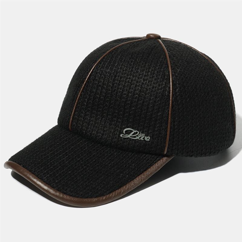 Mens Knit Solid Baseball Cap Casual Sunshade Sport Adjustable Snapback Hat Black