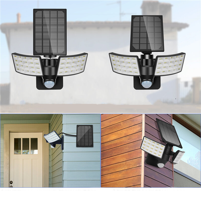 3 Modes Double Heads LED Solar Light Outdoor Motion Sensor  Rotatable Waterproof Wall Lamp C