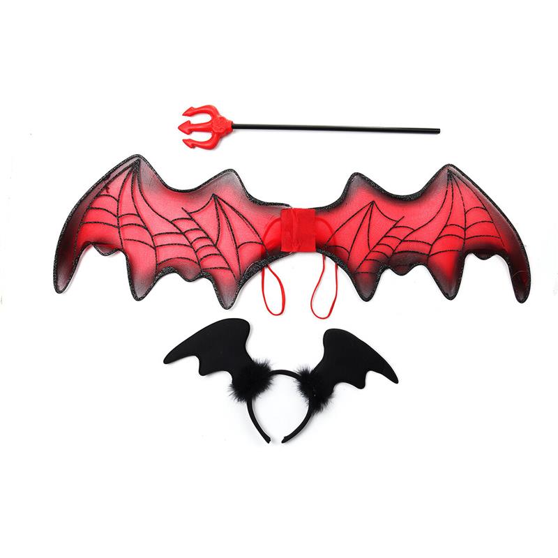 3PCS Halloween Decoration Wings + Hair Band + Fork Toys Cosplay Halloween Party