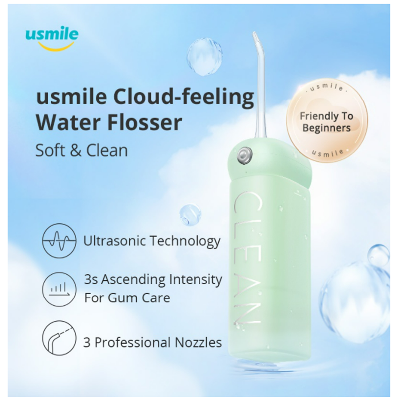 Usmile CY1 Tooth Washer 180ML Three Professional Nozzles Water Flosser Portable Handheld Electric Tooth Washer Tooth Scaler Green