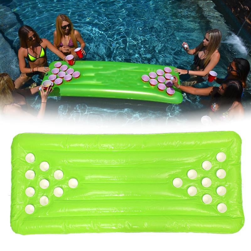 PVC Inflatable Beer Pong Table 22 Cup Holes Water Floating For Pool Party Drinking Game Green