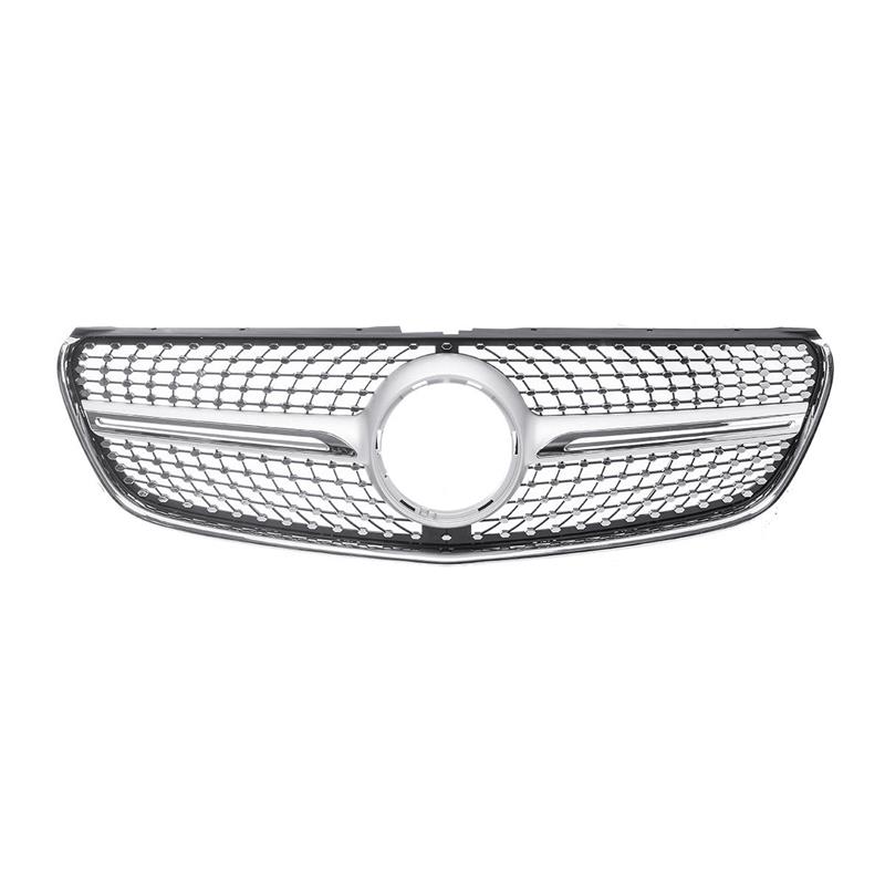 Silver Diamond Style Front Bumper Grille Grill For Mercedes Benz V class W447 15-18