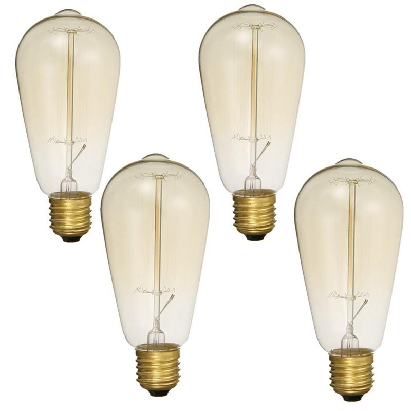 4PCS Kingso AC110V E27 60W ST64 A19 Edison Vintage Incandescent Light Bulb for Indoor Home