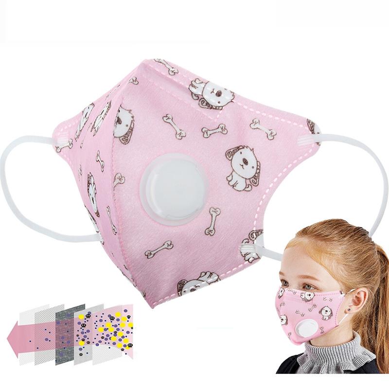 Kids Anti PM2.5 Dust Proof Breathable Face Mask Disposable Protective Mask Cute Printed Non Woven Mask Pink