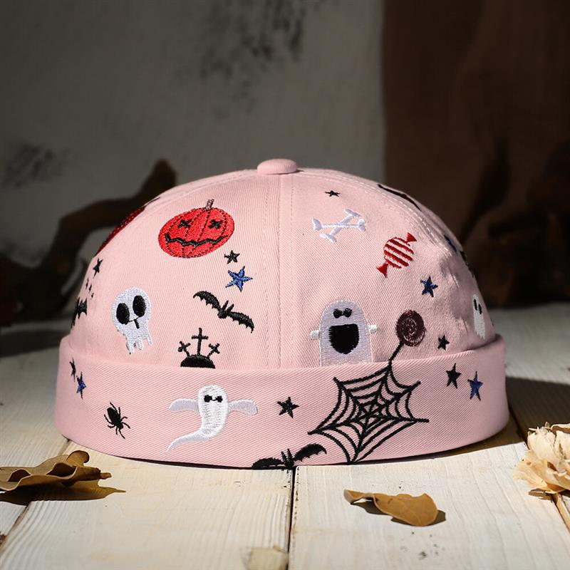 Banggood Design Men Halloween Style Pattern Brimless Beanie Landlord Cap Skull Cap Pink