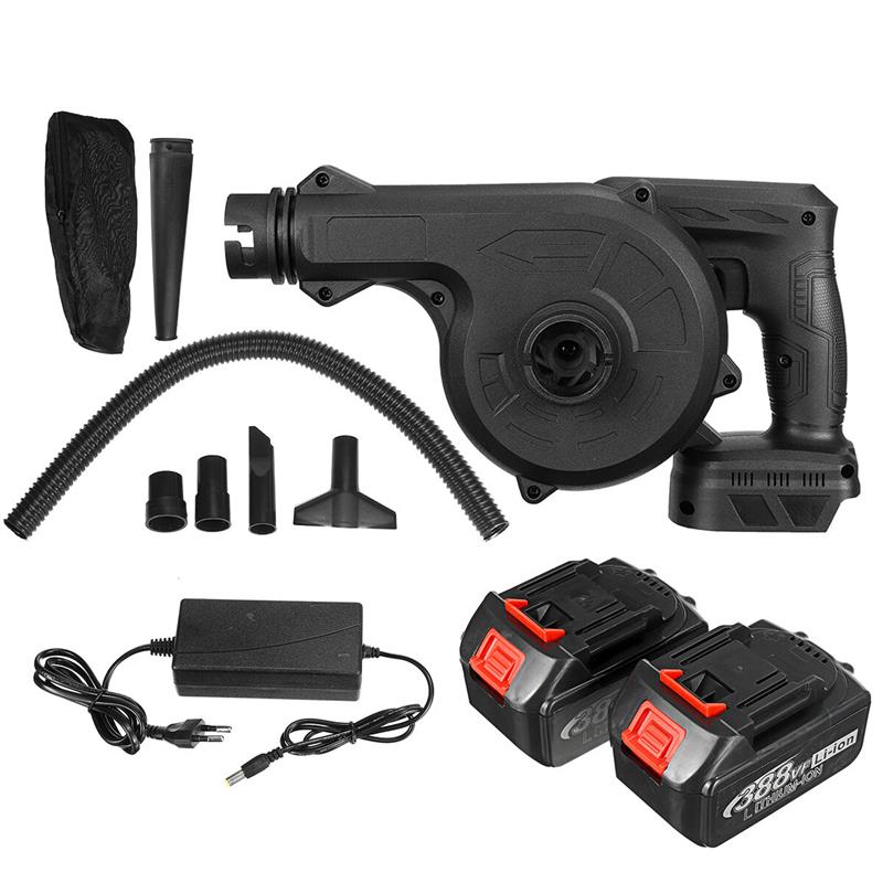1600W Cordless Electric Air Blower Vacuum Dust Cleaner Leaf Blower Blowing & Suction Tool W/ 1/2 Battery One Battery