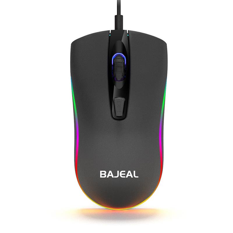BAJEAL D1 Wired Mouse 4-Button 1600DPI LED Backlit Ergonomic Optical Gaming Mice for PC Laptop Gamer