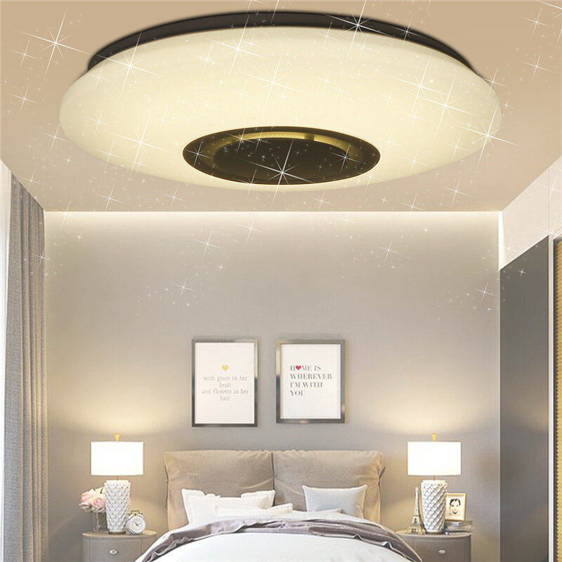 WIFI LED Ceiling Lamp with bluetooth Speaker, LED Ceiling Lamp Color Change with Remote Control, RGB Music Ceiling Lamp Dimmable with APP Control 3000-6500K for Alexa Google Home 85-265V